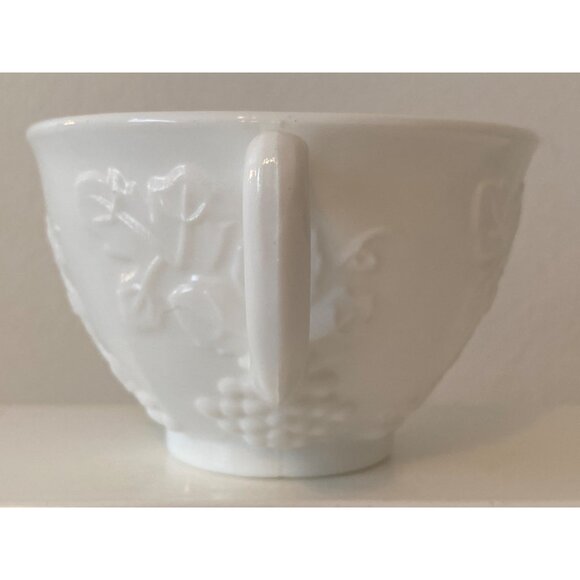 White Milk Glass Punch Tea Cup Grapes Leaves Replacement Vintage - Picture 8 of 12